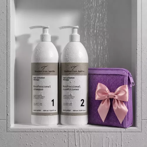 Professionelles 2×1 L Haarwachstums-Set mit Shampoo & Spülung + Kosmetiktasche GRATIS