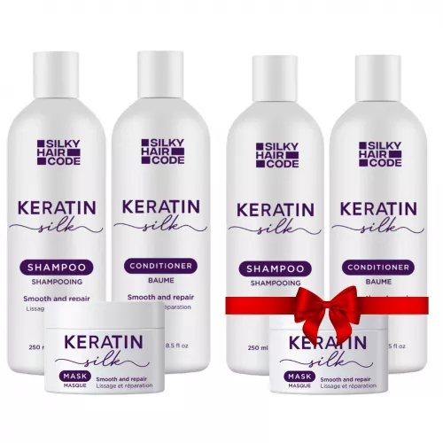 Keratin Silk Hair Smoothing Set für geschädigtes Haar + Ein Set gratis
