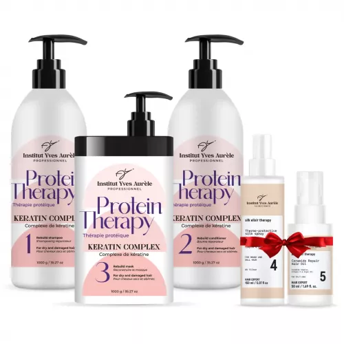 Dreifach starke Proteintherapie für das Haar: Shampoo, Conditioner und Maske XXL + 2 Geschenke!