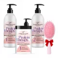 Dreifach starke Proteintherapie für das Haar: Shampoo (1000 g), Conditioner (1000 g) und Maske (1000 g) + Glättungsbürste als Geschenk