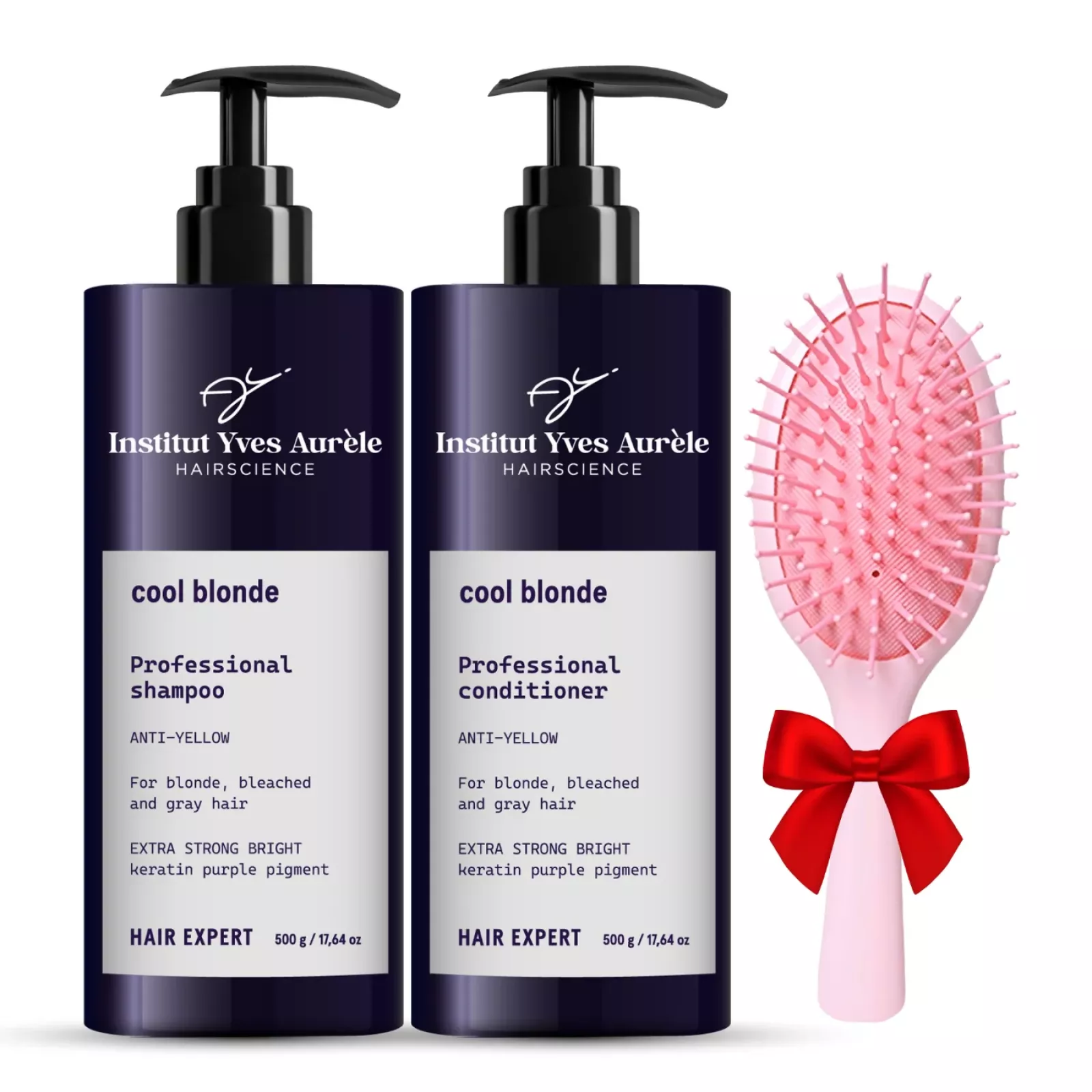 Neutralisierendes Set gegen Gelbstiche (Shampoo und Conditioner) + Glättungsbürste als Geschenk Neutralisierendes Set gegen Gelbstiche (Shampoo und Conditioner) + Glättungsbürste als Geschenk